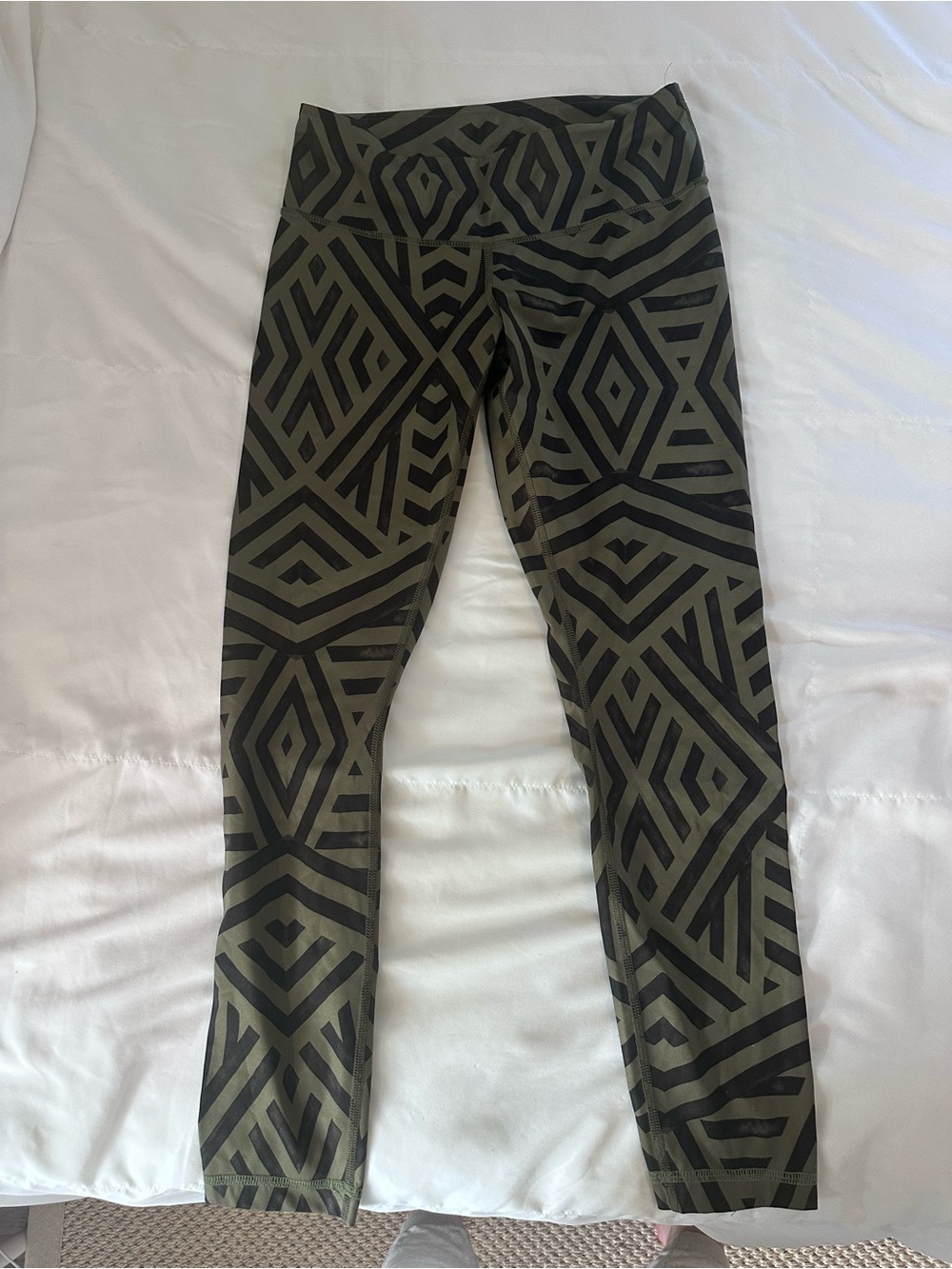 lululemon athletica Olive Green and Black Geometric Leggings